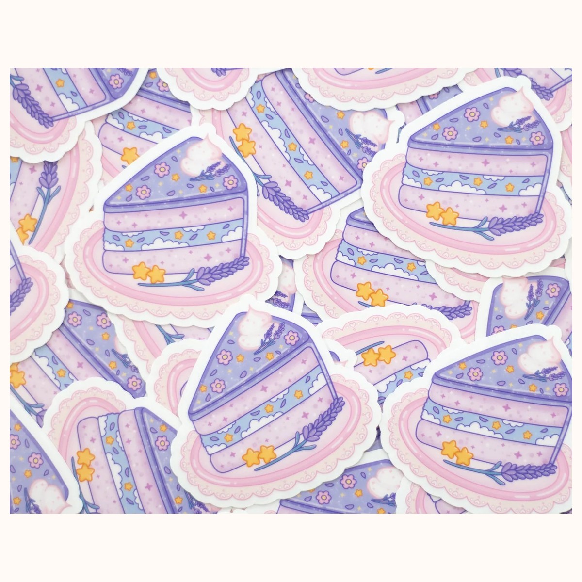 Lavender Cake Vinyl CLEAR Sticker | Cute Aesthetic Waterproof Durable Laptop Sticker view 3