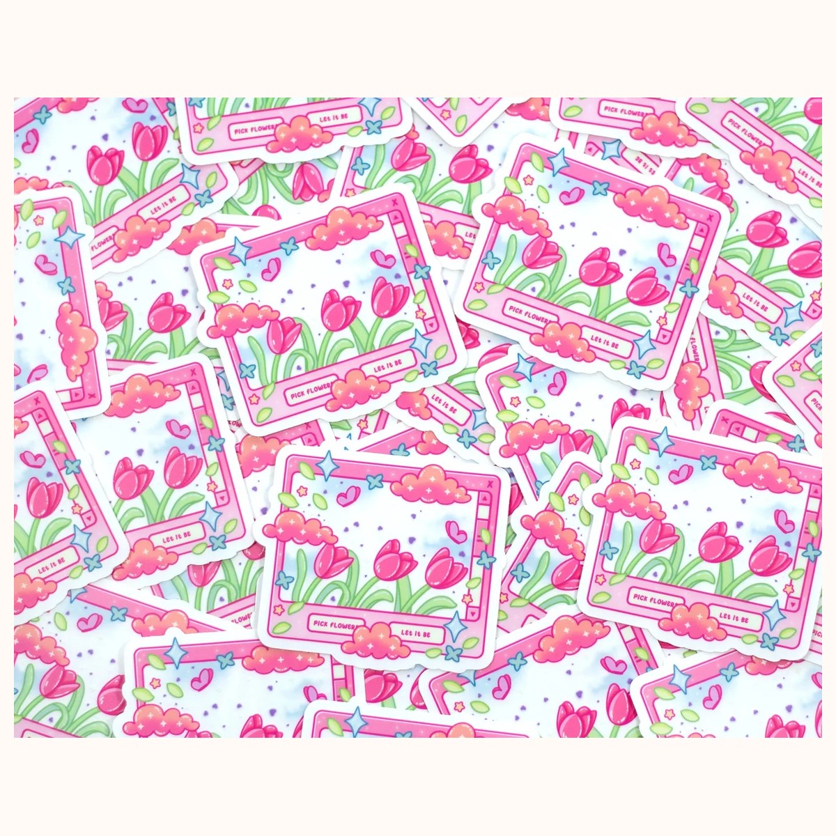 Tulip Dreams Window CLEAR Sticker | Cute Aesthetic Waterproof Durable Laptop Sticker view 4