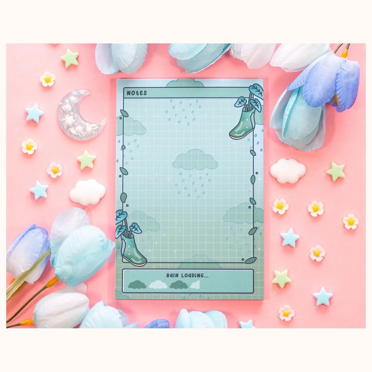 Rainy Day Notepad | Cute Dreamy Kawaii Aesthetic Stationery Memo Pad by Farouk Book Store