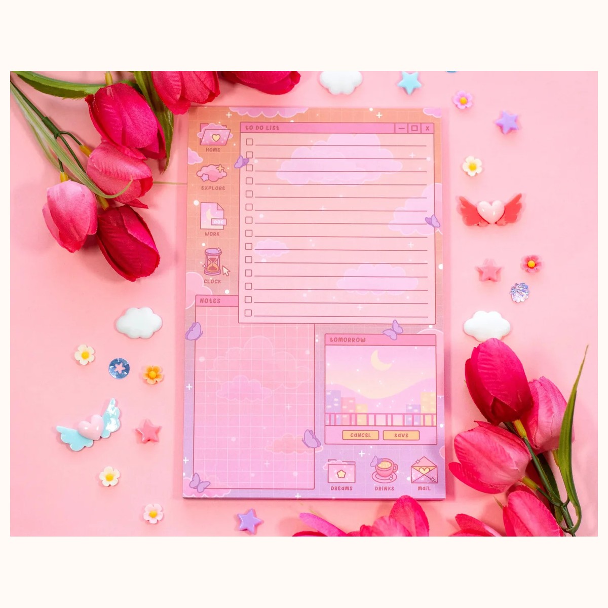Digital Dreamscape Daily Planner Pad | Kawaii Art Cute Aesthetic Stationery Office Supplies Gift, notepads from Farouk Book Store