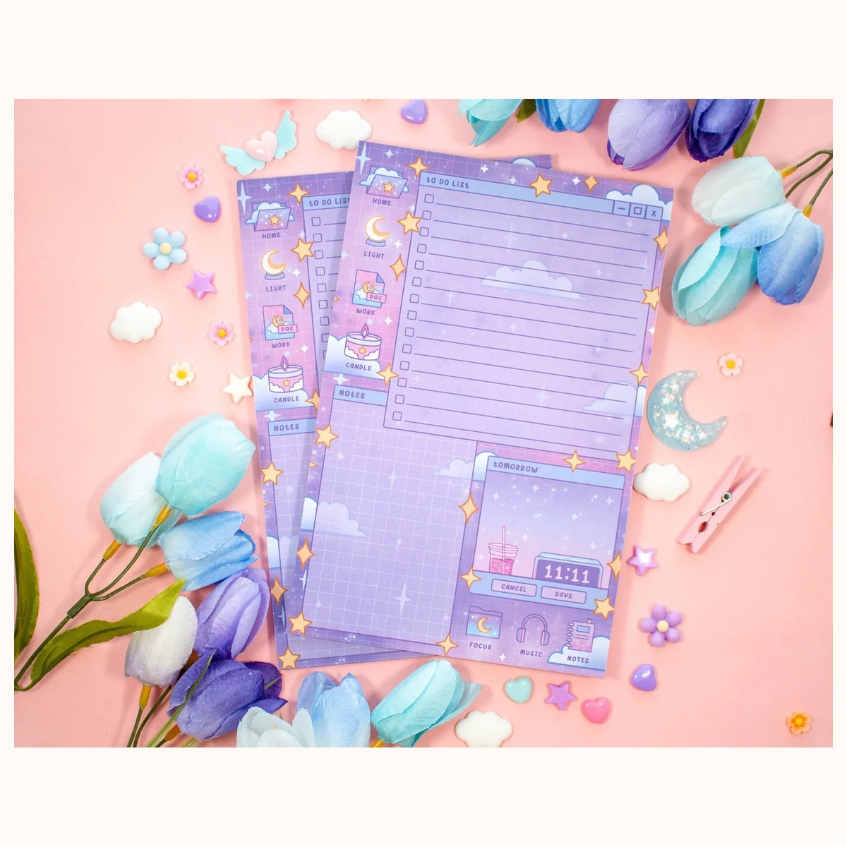 Study Night Planner Pad | Kawaii Art Aesthetic Stationery view 3