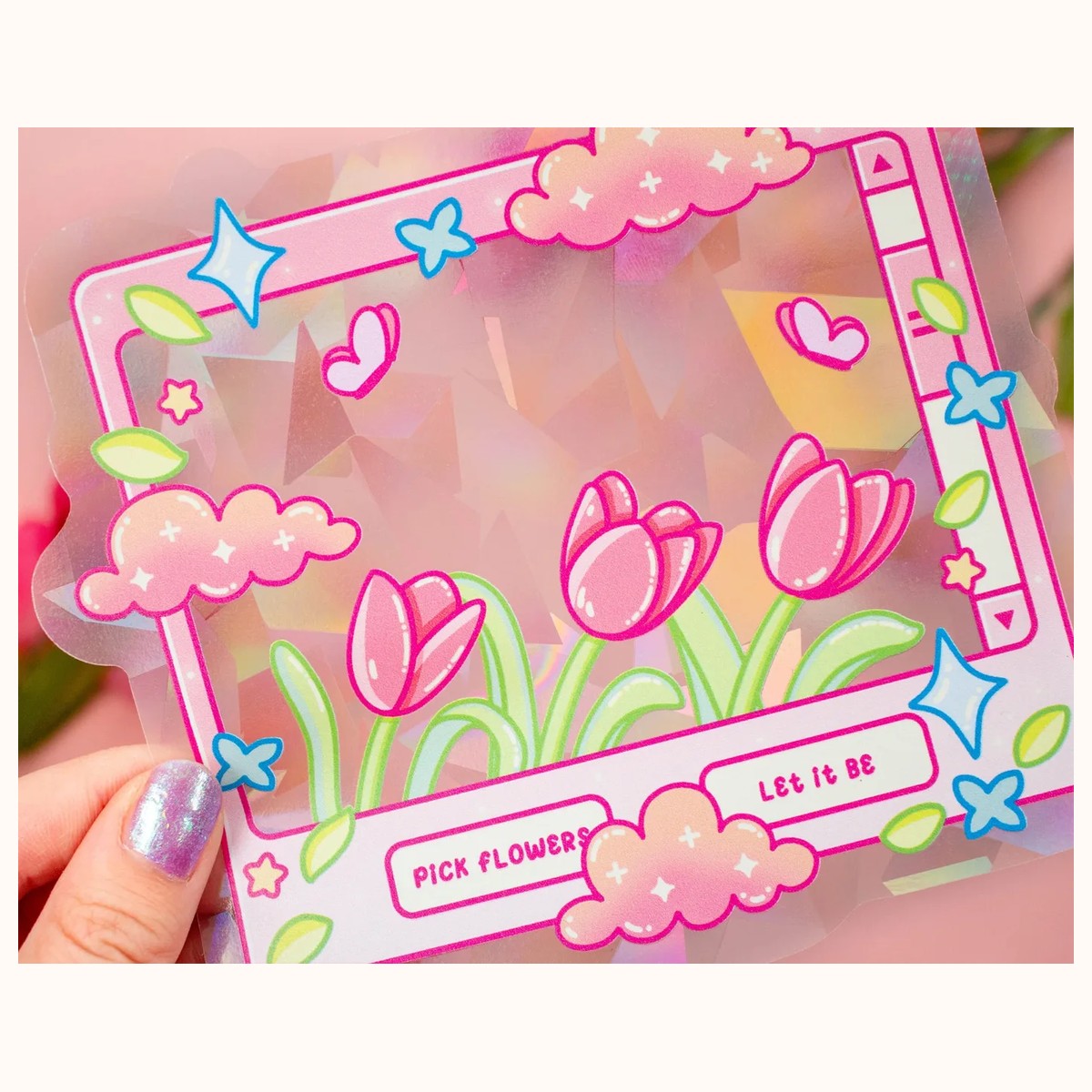 Tulip Dreams Suncatcher Sticker | Rainbow Maker Window Decal view 3