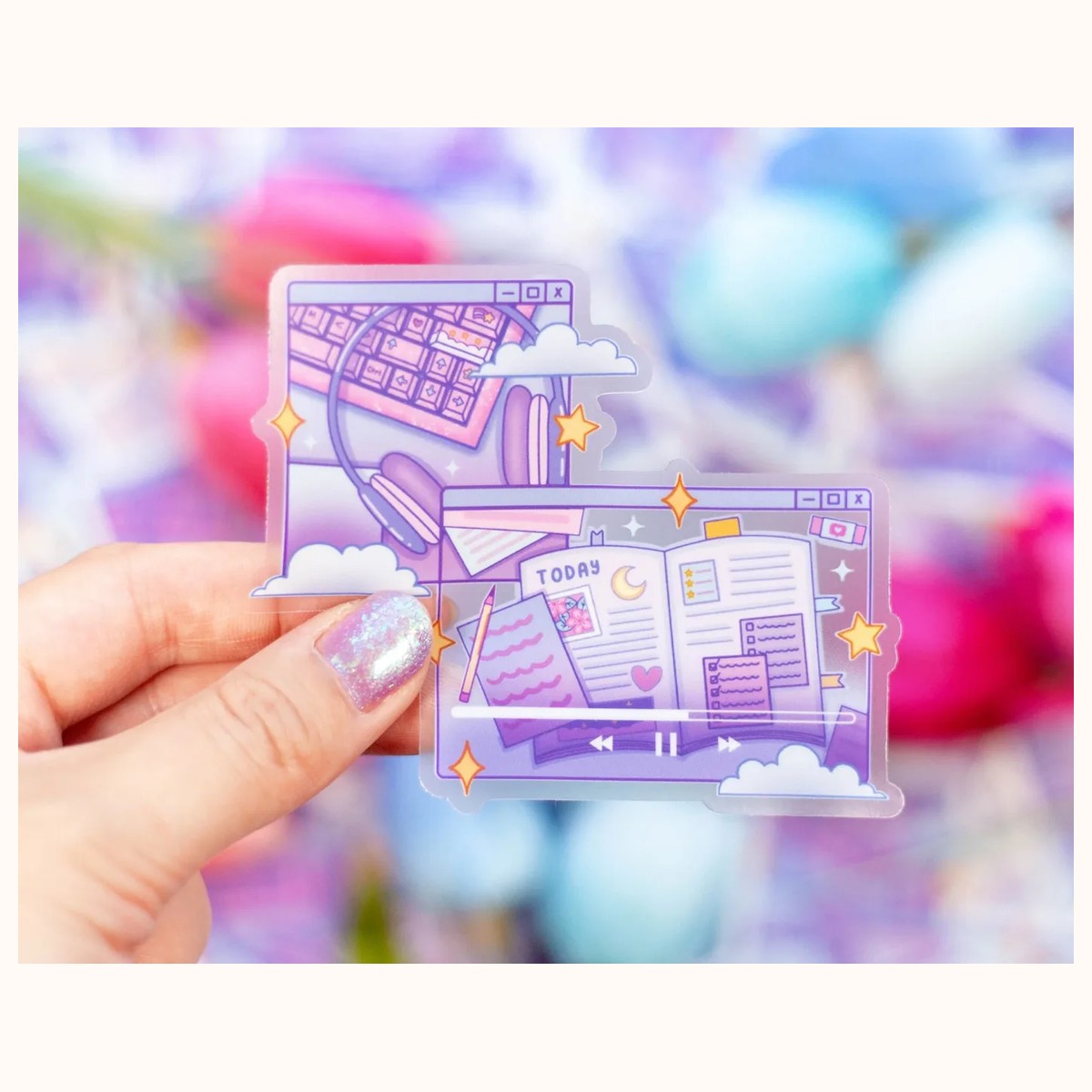 Study Night Vinyl CLEAR Sticker | Cute Aesthetic Waterproof Durable Laptop Sticker, stickers from Farouk Book Store