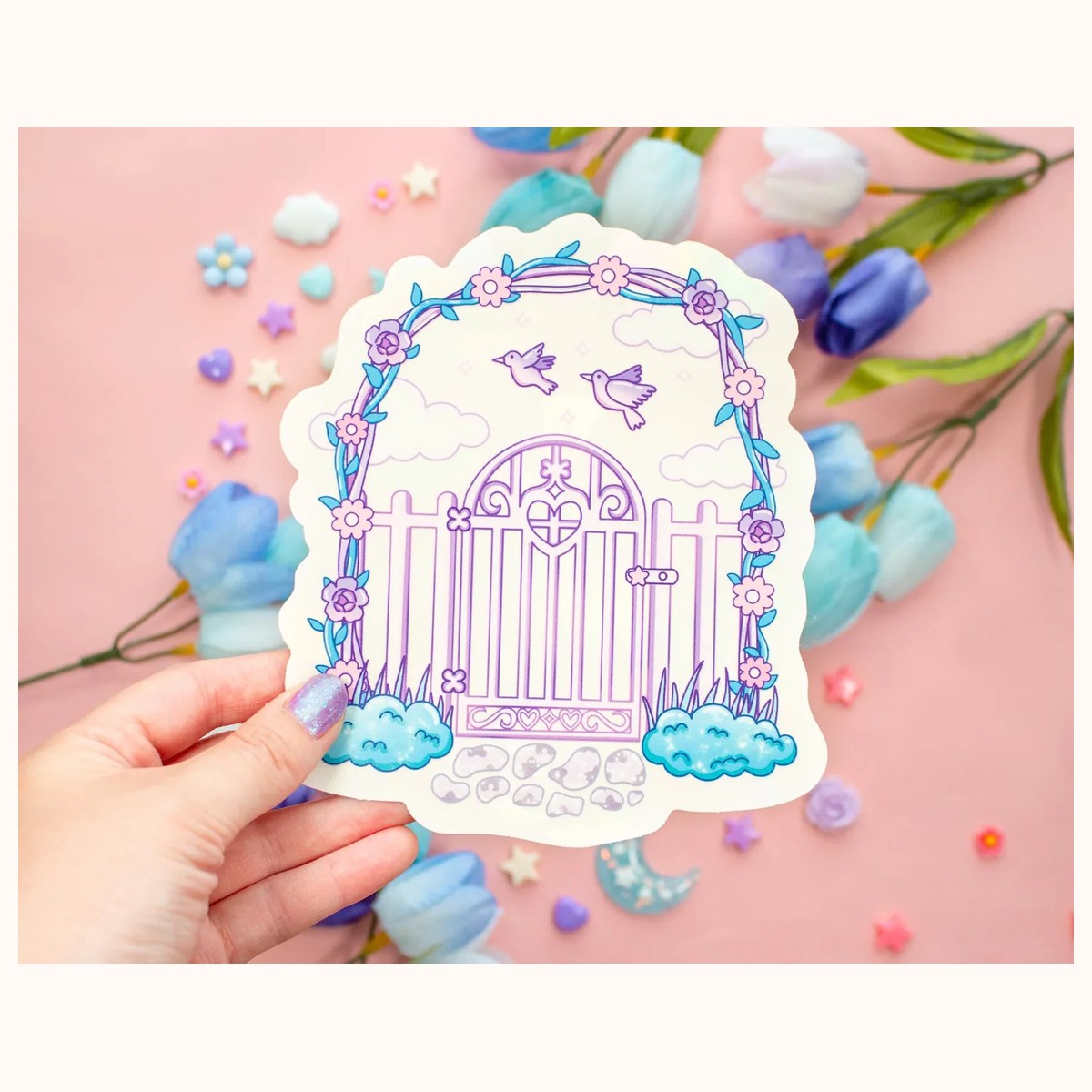 Secret Garden Gate Suncatcher Sticker | Rainbow Maker Window Decal view 5