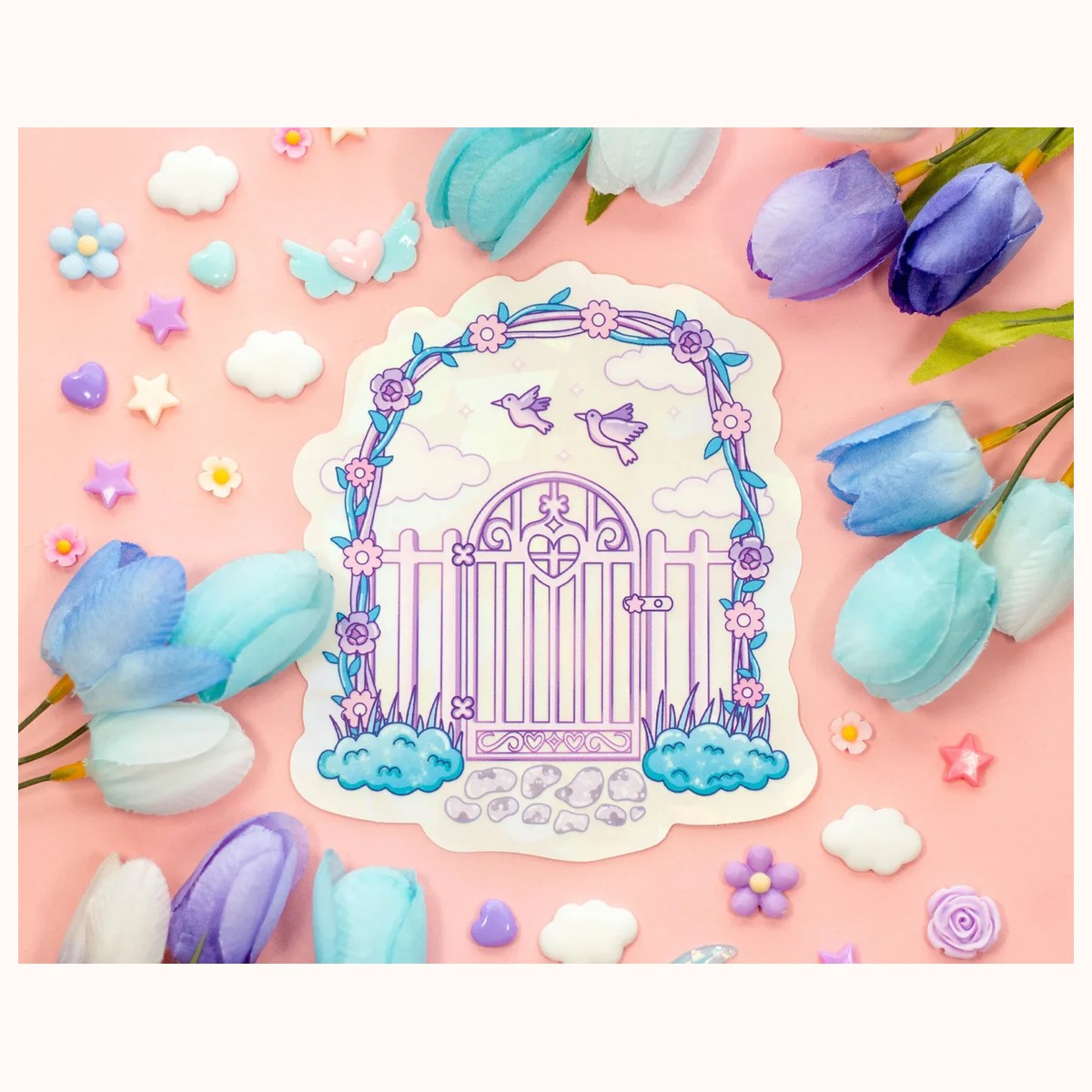 Secret Garden Gate Suncatcher Sticker | Rainbow Maker Window Decal view 6
