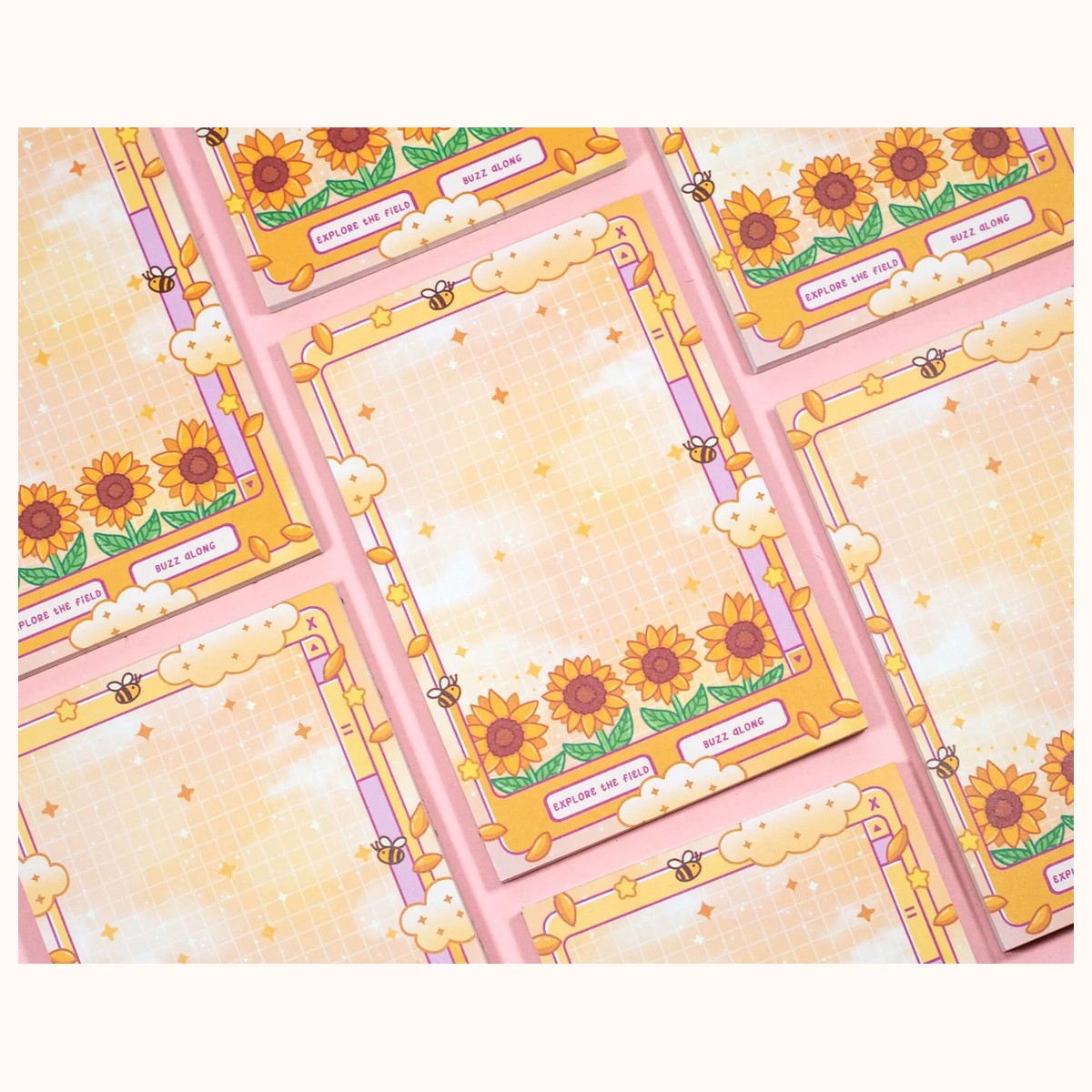 Sunflower Dreams Window Notepad | Cute Dreamy Kawaii Aesthetic Stationery Memo Pad view 3