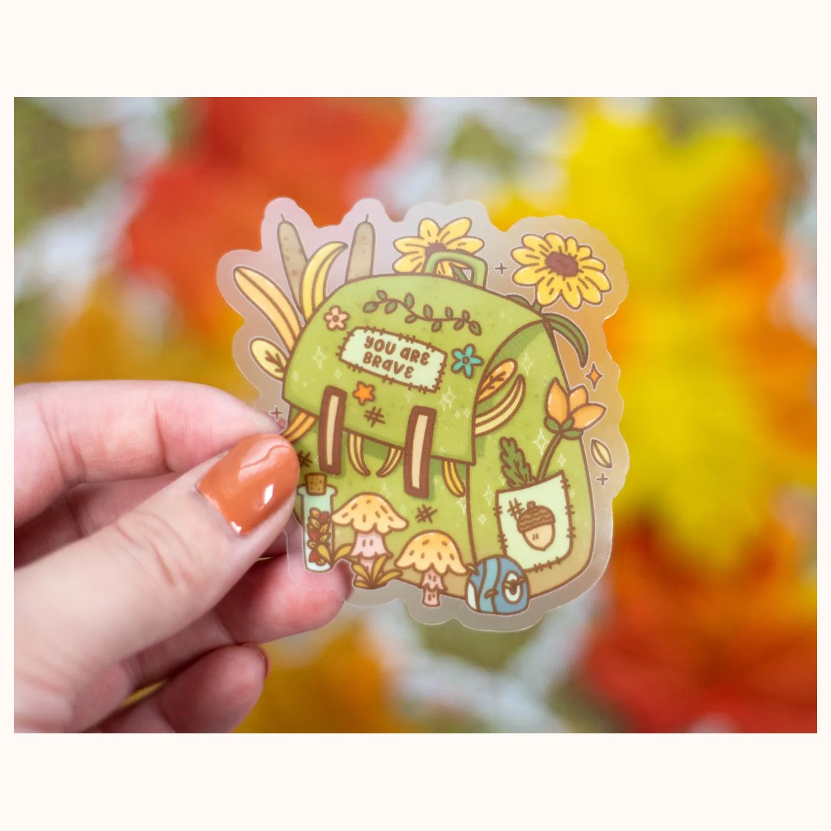 Nature Backpack CLEAR Sticker | Cute Aesthetic Waterproof Durable Laptop Sticker view 2