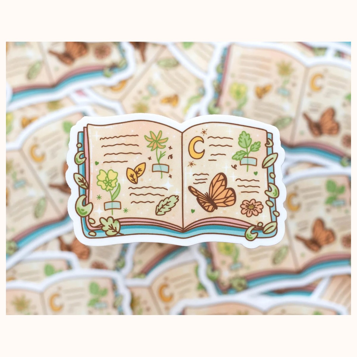 Nature Book Waterproof Sticker | Cute Kawaii Aesthetic Laptop Decal view 2