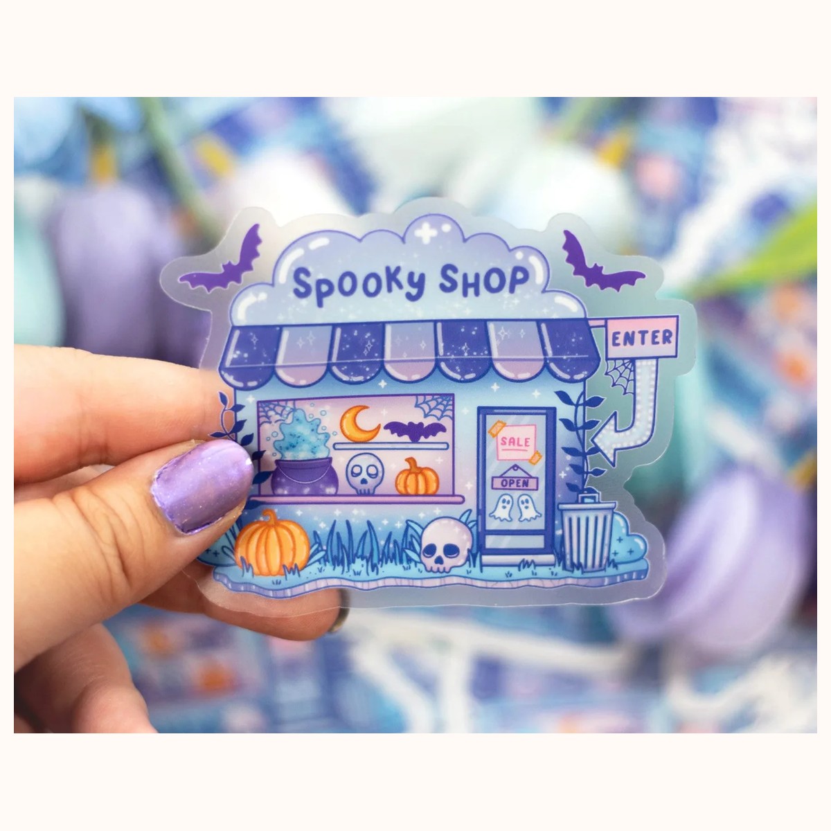 Spooky Shop CLEAR Sticker | Cute Aesthetic Waterproof Durable Laptop Sticker, stickers from Farouk Book Store