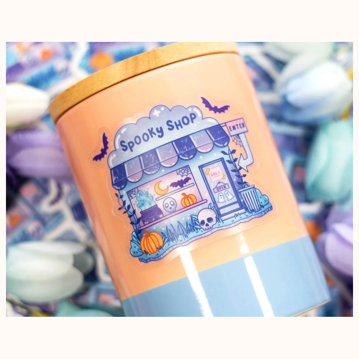 Spooky Shop CLEAR Sticker | Cute Aesthetic Waterproof Durable Laptop Sticker view 3