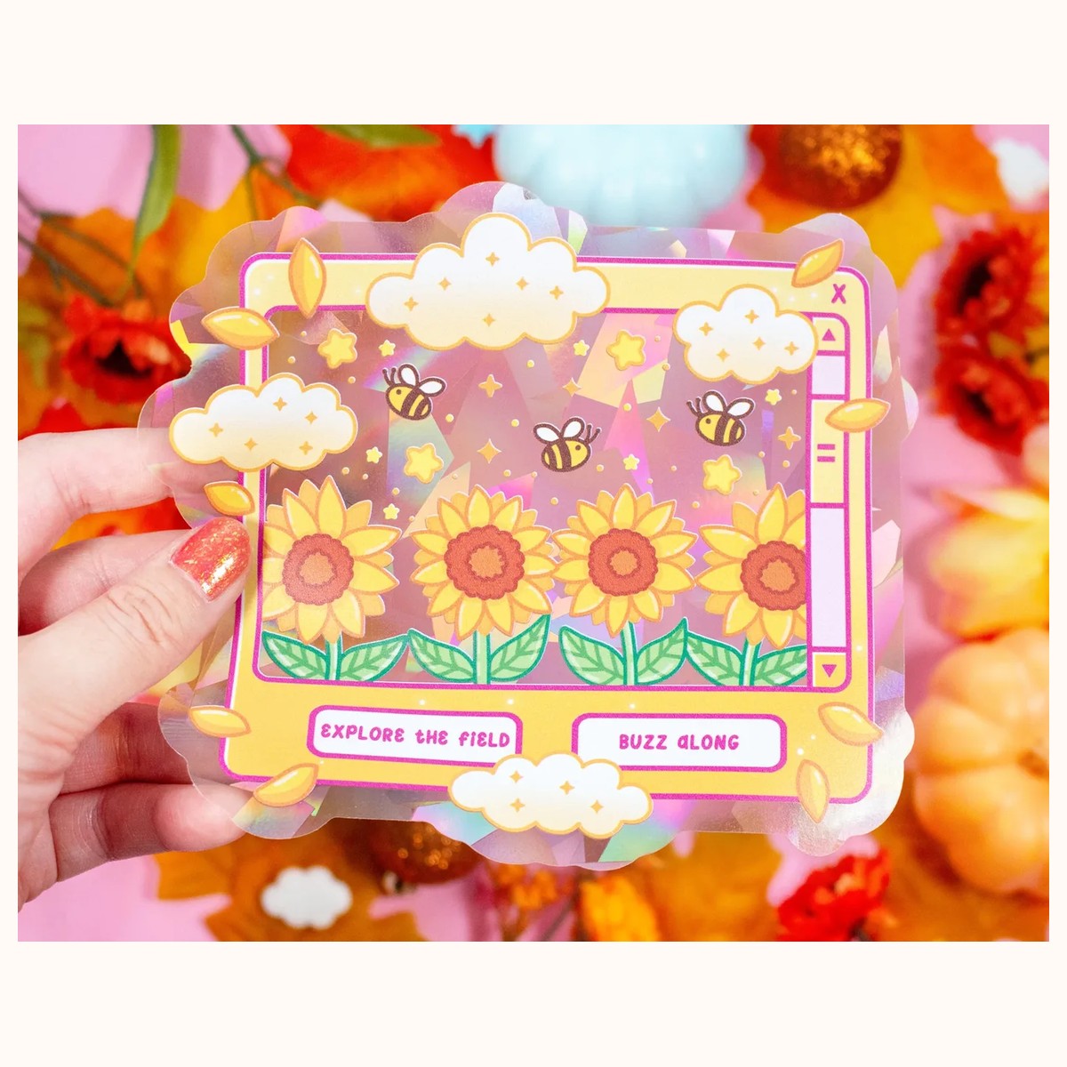 Sunflower Dreams Suncatcher Sticker | Rainbow Maker Window Decal by Farouk Book Store