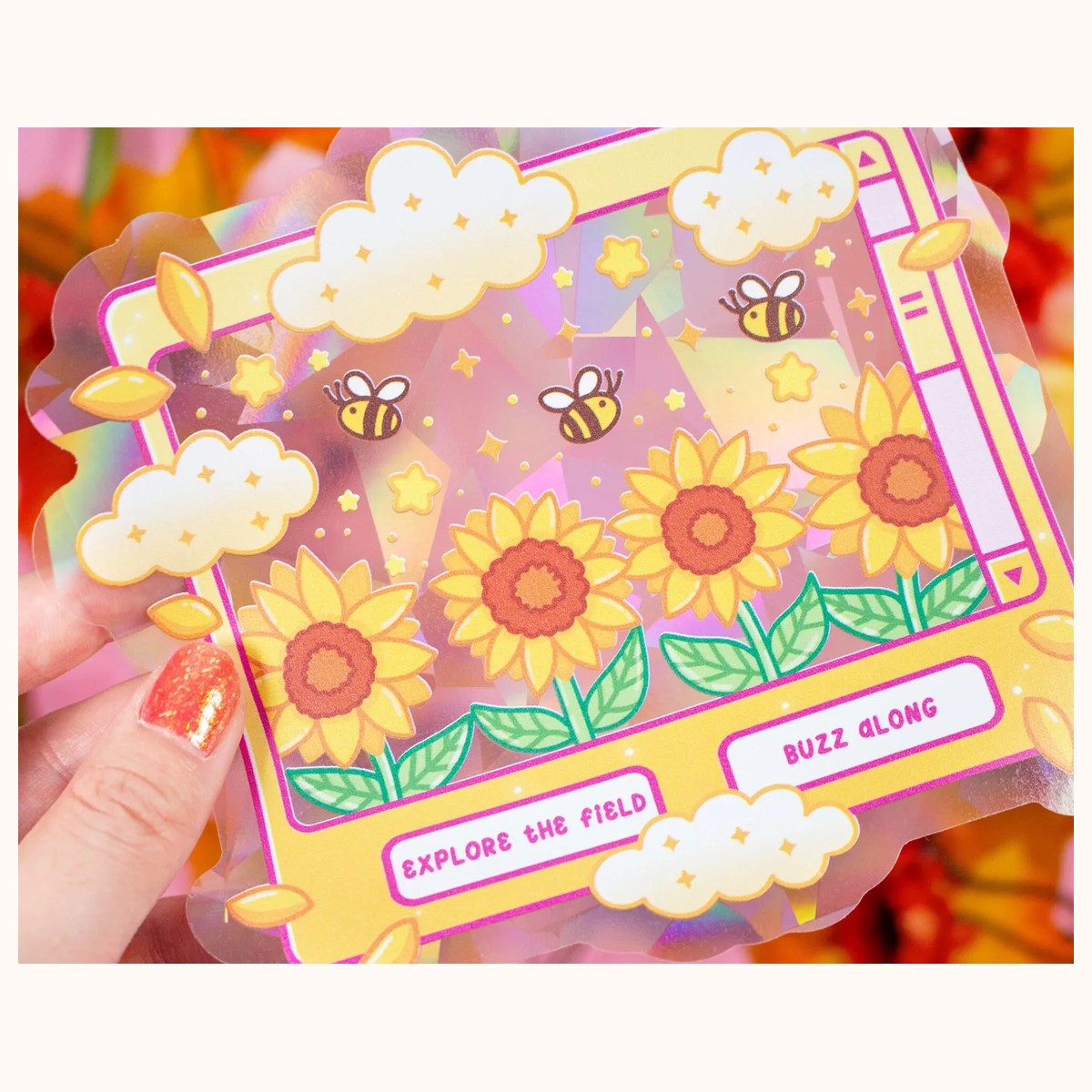 Sunflower Dreams Suncatcher Sticker | Rainbow Maker Window Decal view 3