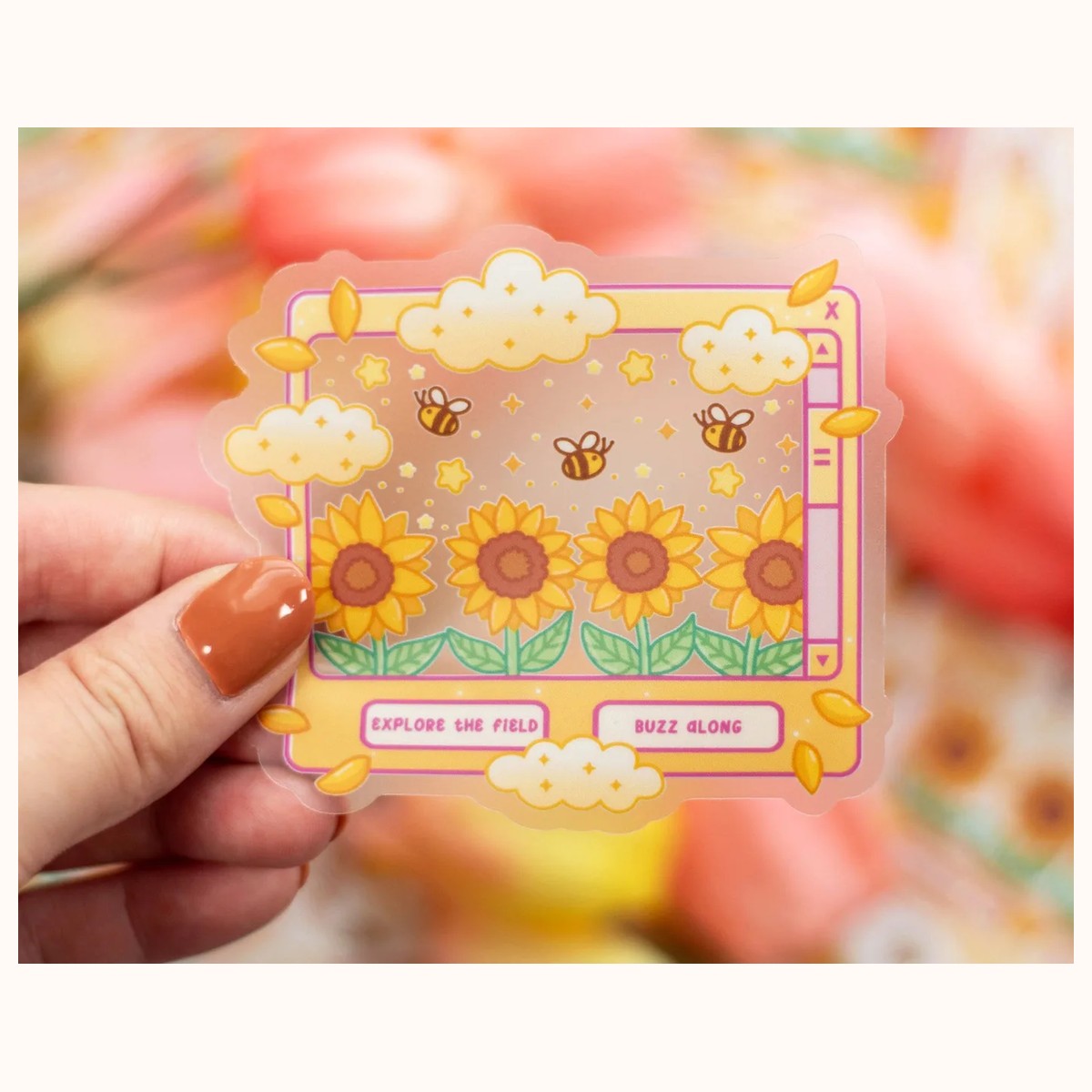 Sunflower Dreams Window CLEAR Sticker | Cute Aesthetic Waterproof Durable Laptop Sticker, stickers from Farouk Book Store