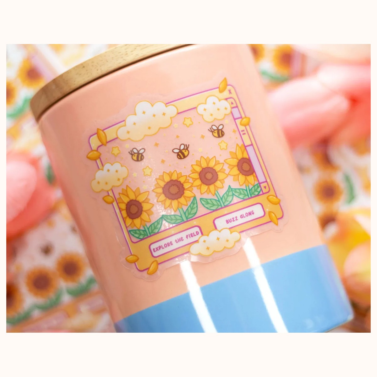 Sunflower Dreams Window CLEAR Sticker | Cute Aesthetic Waterproof Durable Laptop Sticker view 2