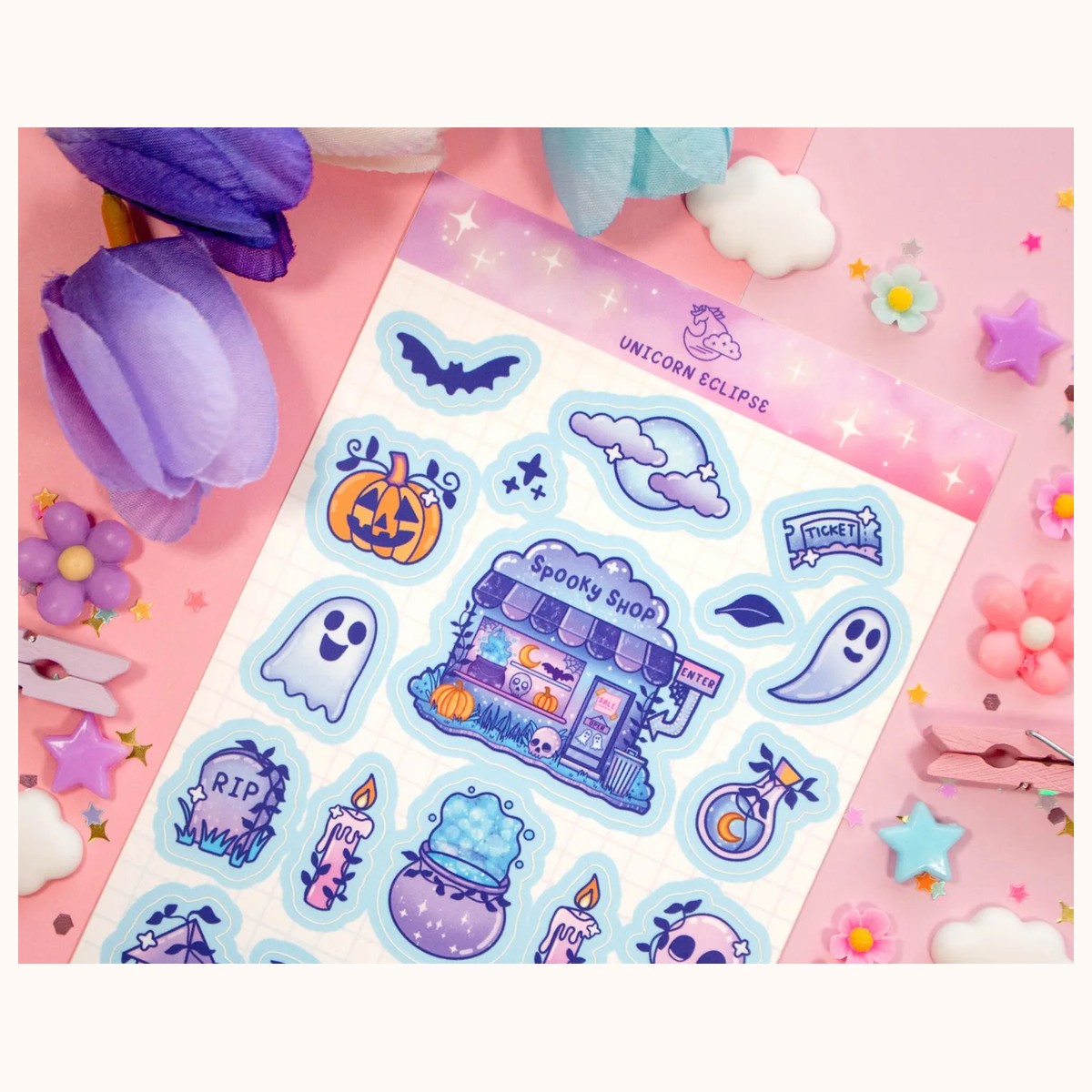 Spirit Town Aesthetic Cute Sticker Sheet | Planner Stickers, Decorative Stickers, Sticker Sheet view 3
