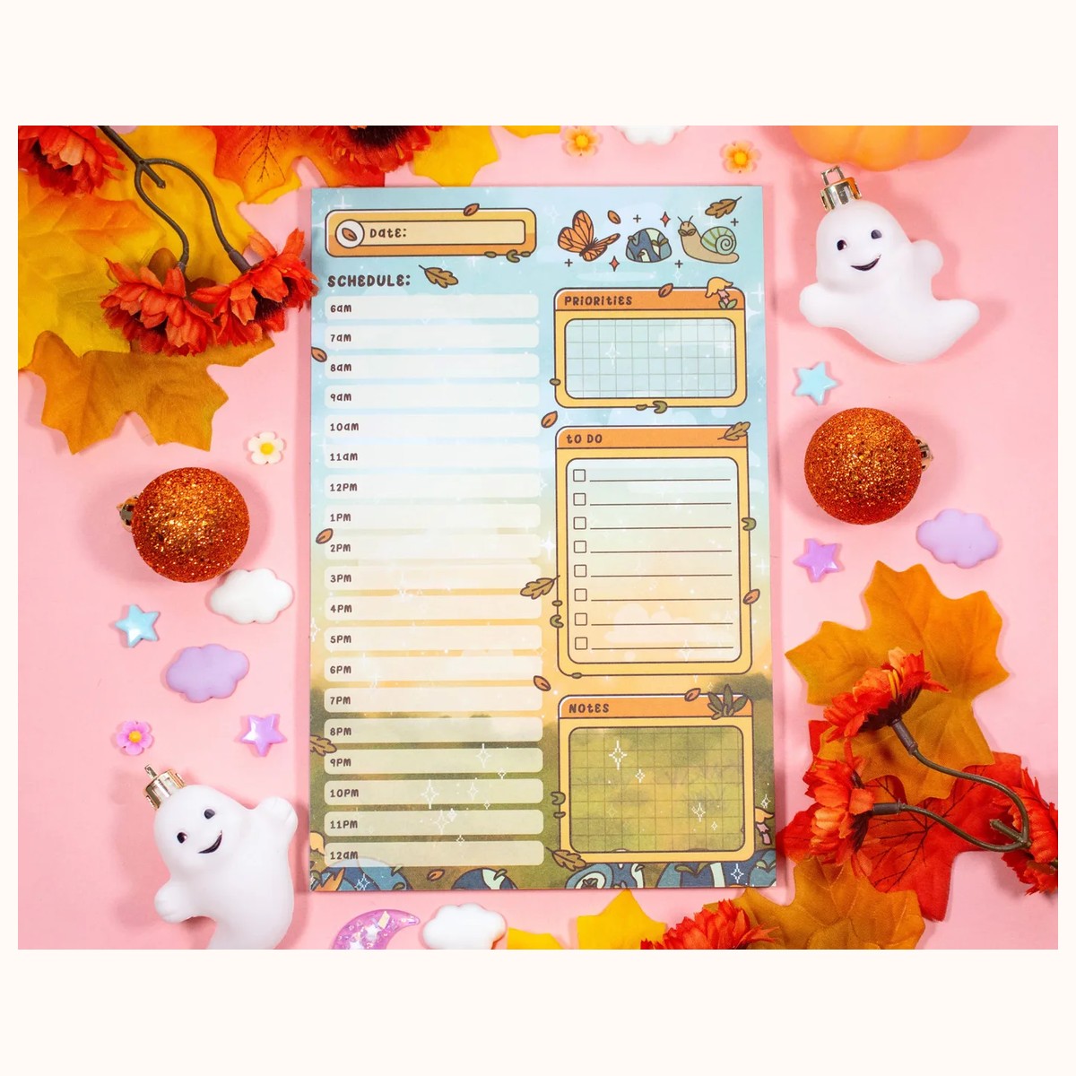 Forest Finds Hourly Schedule Planner Pad | Dreamy Cute Kawaii Art Aesthetic Stationery Note Pad, notepads from Farouk Book Store