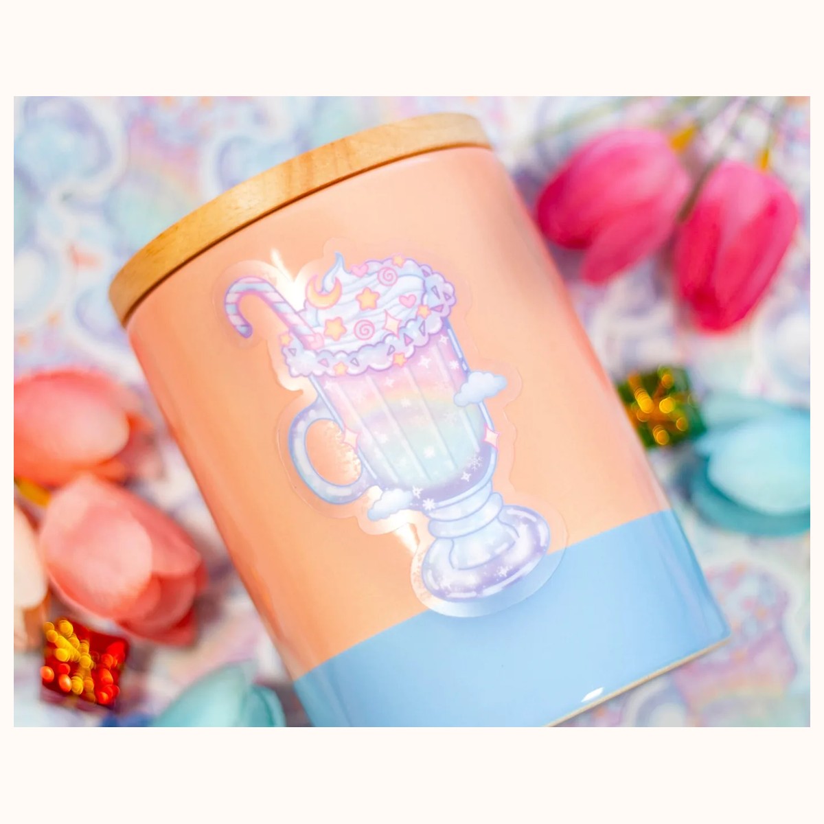 Peppermint Mocha CLEAR Sticker | Christmas Aesthetic Waterproof Durable Laptop Sticker view 2