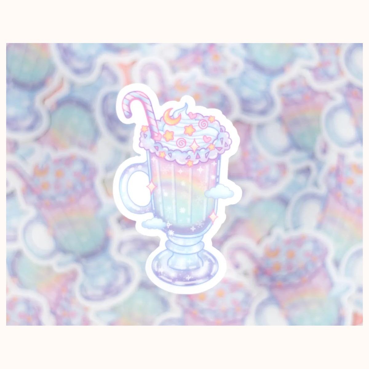 Peppermint Mocha CLEAR Sticker | Christmas Aesthetic Waterproof Durable Laptop Sticker view 3