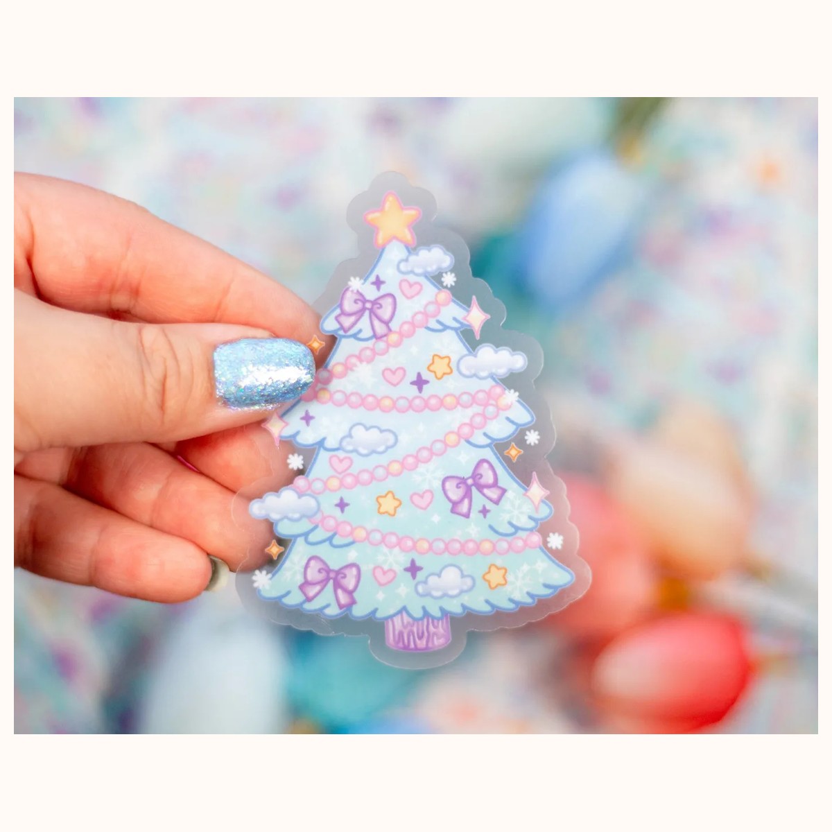 Christmas Tree CLEAR Sticker | Winter Aesthetic Waterproof Durable Laptop Sticker, stickers from Farouk Book Store