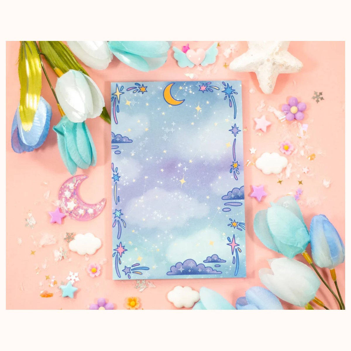 Celestial Galaxy Notepad | Cute Dreamy Kawaii Aesthetic Stationery Memo Pad, notepads from Farouk Book Store