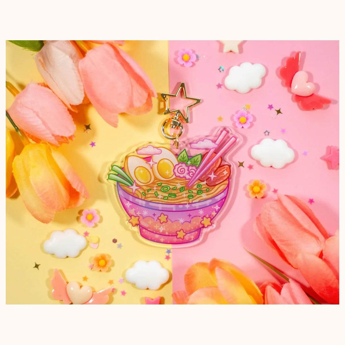 Ramen Bowl Aesthetic Cute Acrylic Charm Keychain by Farouk Book Store