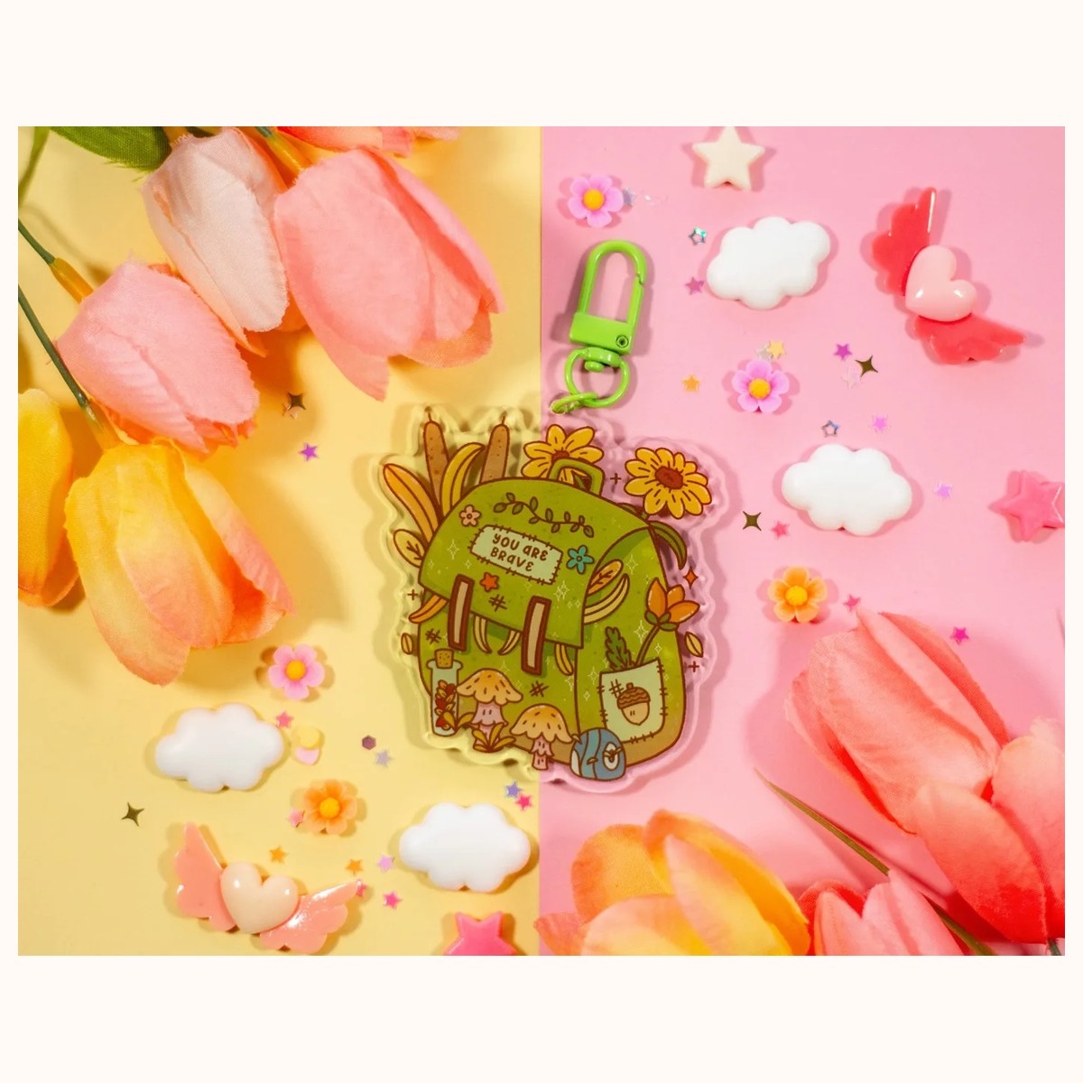 Nature Backpack Aesthetic Cute Acrylic Charm Keychain by Farouk Book Store
