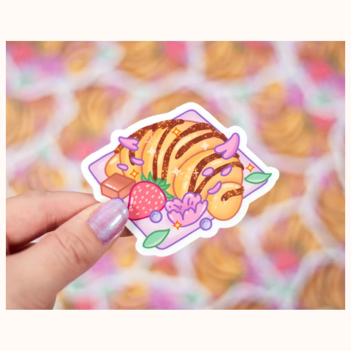 Chocolate Croissant Aesthetic Vinyl Sticker, stickers from Farouk Book Store