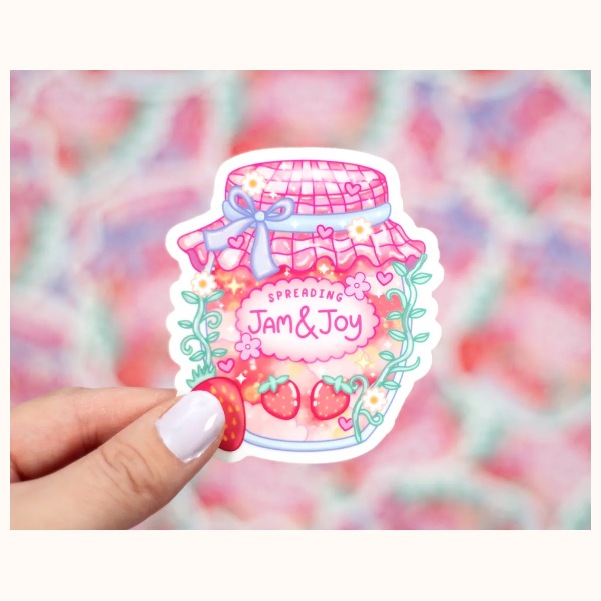 Strawberry Jam Cute Aesthetic Vinyl Sticker, stickers from Farouk Book Store