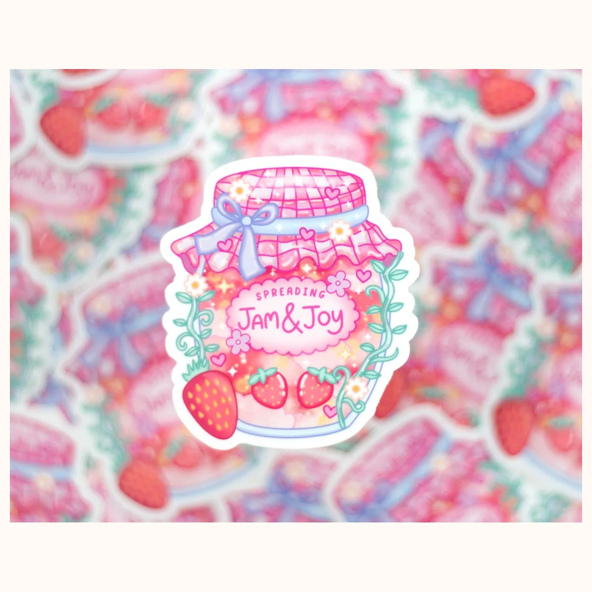 Strawberry Jam Cute Aesthetic Vinyl Sticker view 2