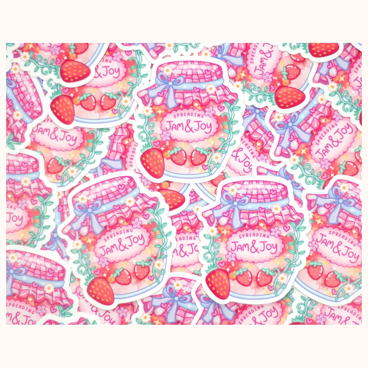 Strawberry Jam Cute Aesthetic Vinyl Sticker view 3