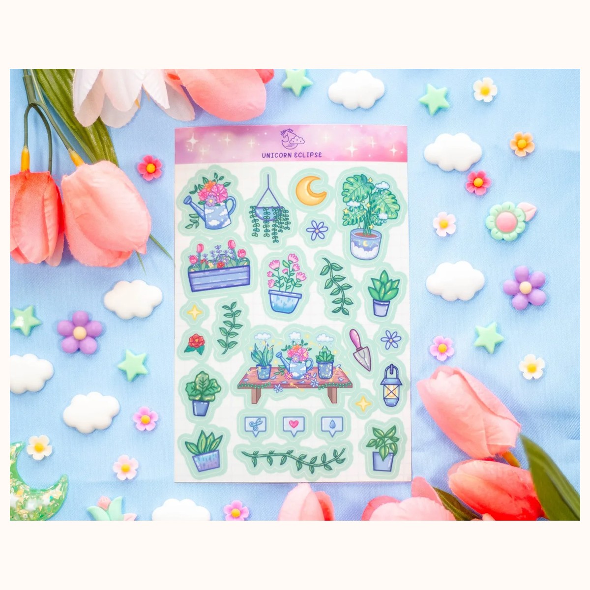 Botanical Bliss Aesthetic Cute Sticker Sheet, stickers from Farouk Book Store