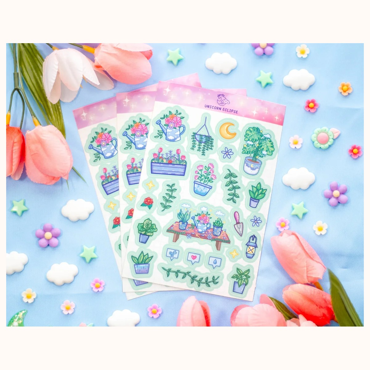 Botanical Bliss Aesthetic Cute Sticker Sheet view 3