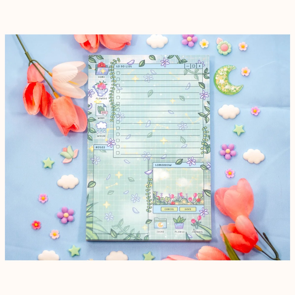 Botanical Bliss Daily Planner Pad | Kawaii Art Cute Aesthetic Stationery Office Supplies Gift, notepads from Farouk Book Store