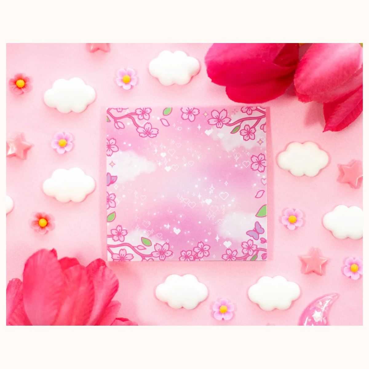Sakura Cherry Blossom Aesthetic Sticky Note, notepads from Farouk Book Store