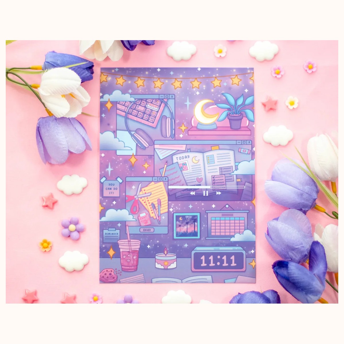Study Night Cute Art Print by Farouk Book Store