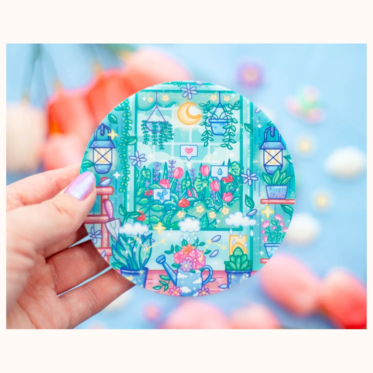 Botanical Bliss Acrylic Coaster | Kawaii Drinks Coaster Home Decor Accessories view 3