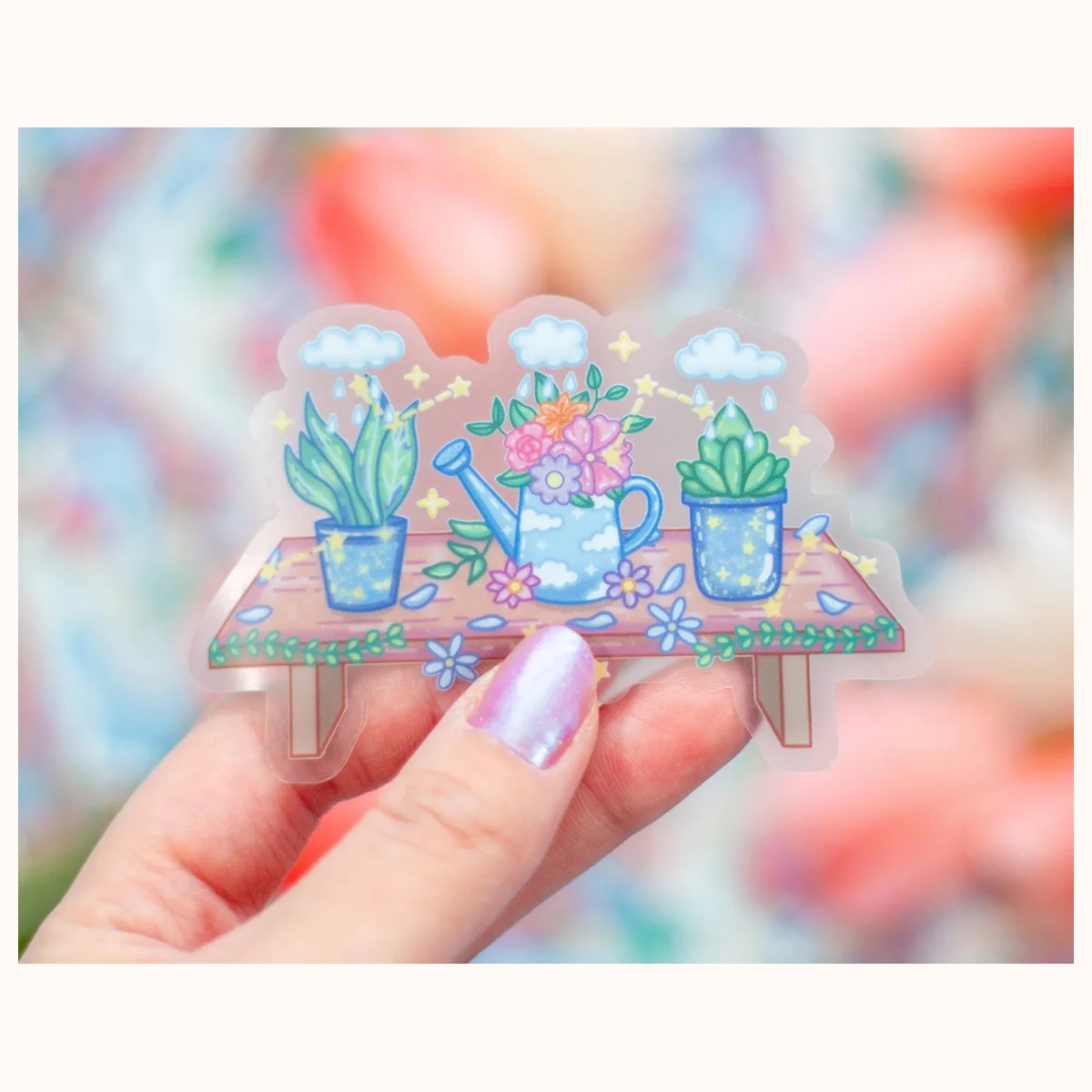 Garden Bench CLEAR Sticker | Cute Aesthetic Waterproof Durable Laptop Sticker, stickers from Farouk Book Store