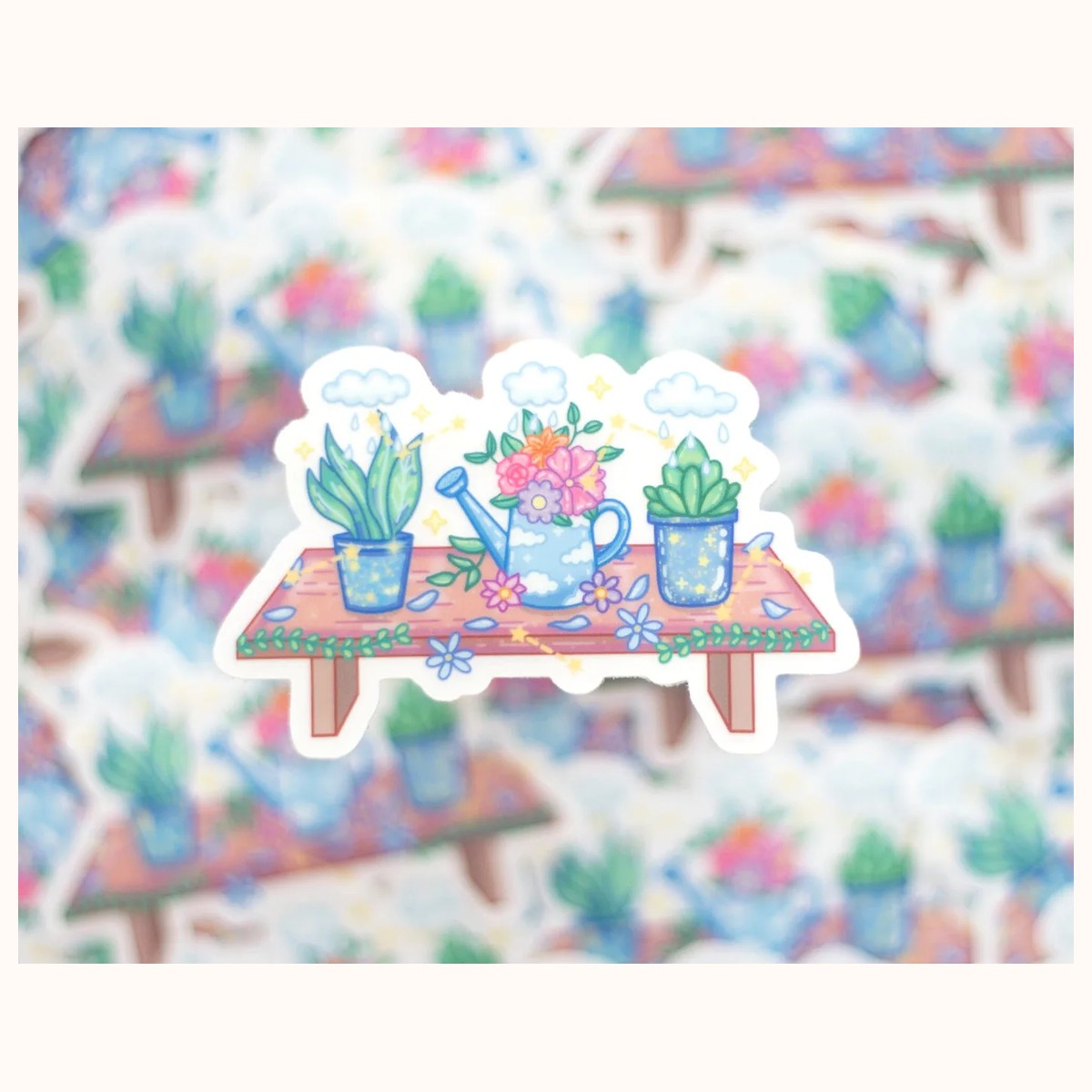 Garden Bench CLEAR Sticker | Cute Aesthetic Waterproof Durable Laptop Sticker view 3