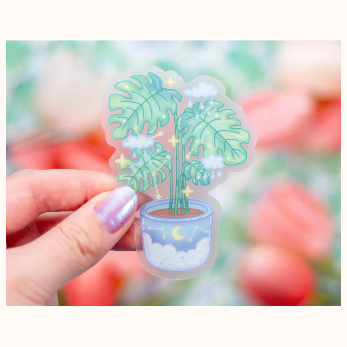 Monstera CLEAR Sticker | Cute Aesthetic Waterproof Durable Laptop Sticker, stickers from Farouk Book Store