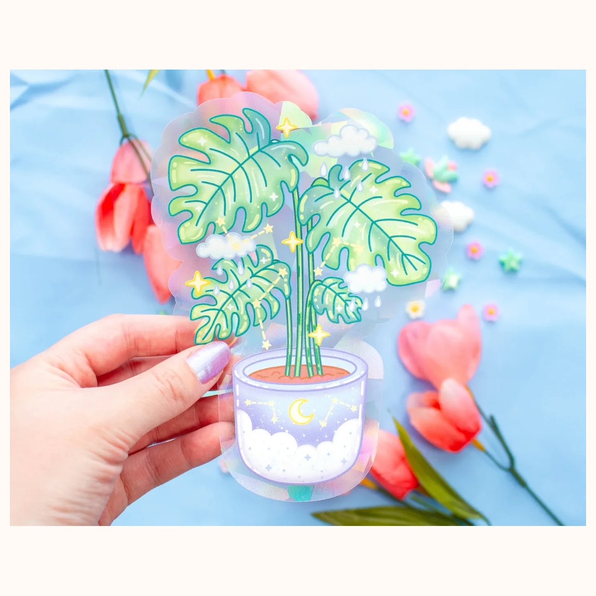 Monstera Suncatcher Sticker | Rainbow Maker Window Decal by Farouk Book Store