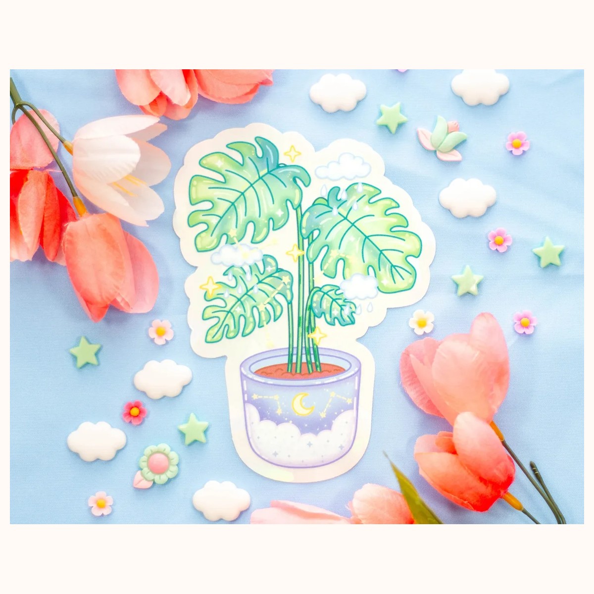 Monstera Suncatcher Sticker | Rainbow Maker Window Decal view 3