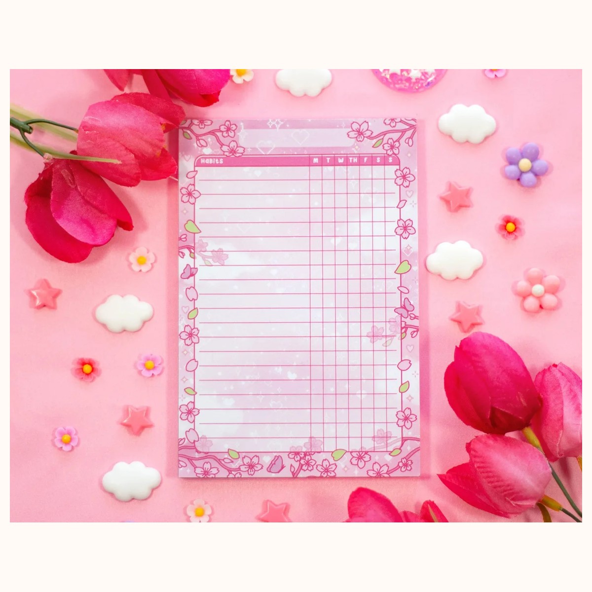 Sakura Habit Tracker Notepad, notepads from Farouk Book Store