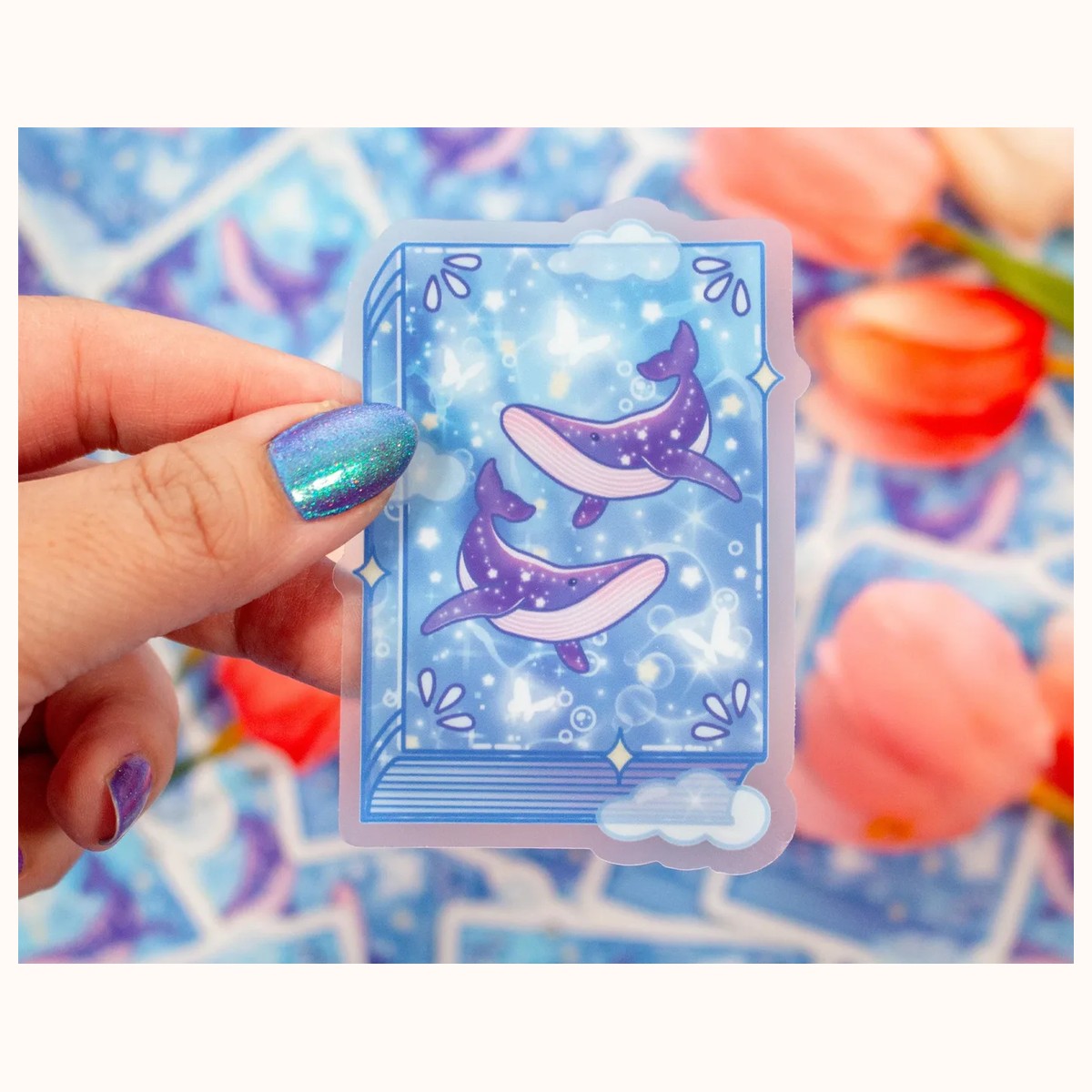 Whale Book CLEAR Sticker | Cute Aesthetic Waterproof Durable Laptop Sticker, stickers from Farouk Book Store