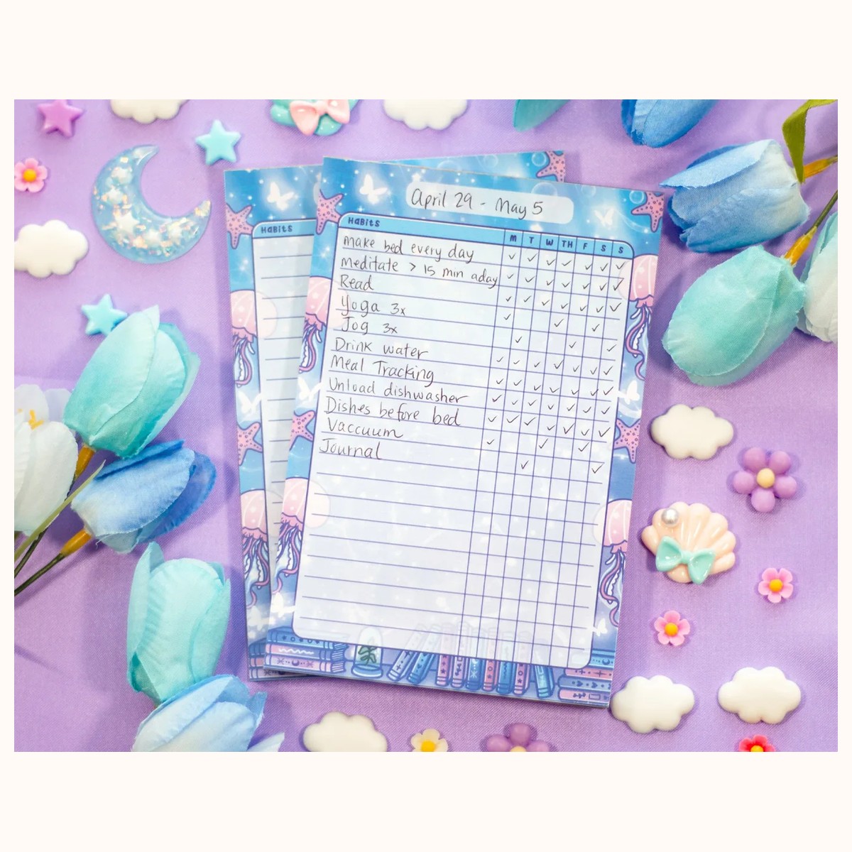 Reading Room Habit Tracker Cute Aesthetic Memo Notepad view 4