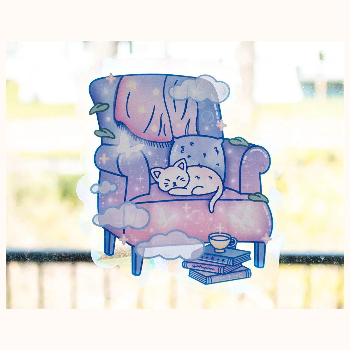 Reading Chair Suncatcher Sticker | Rainbow Maker Window Decal view 3