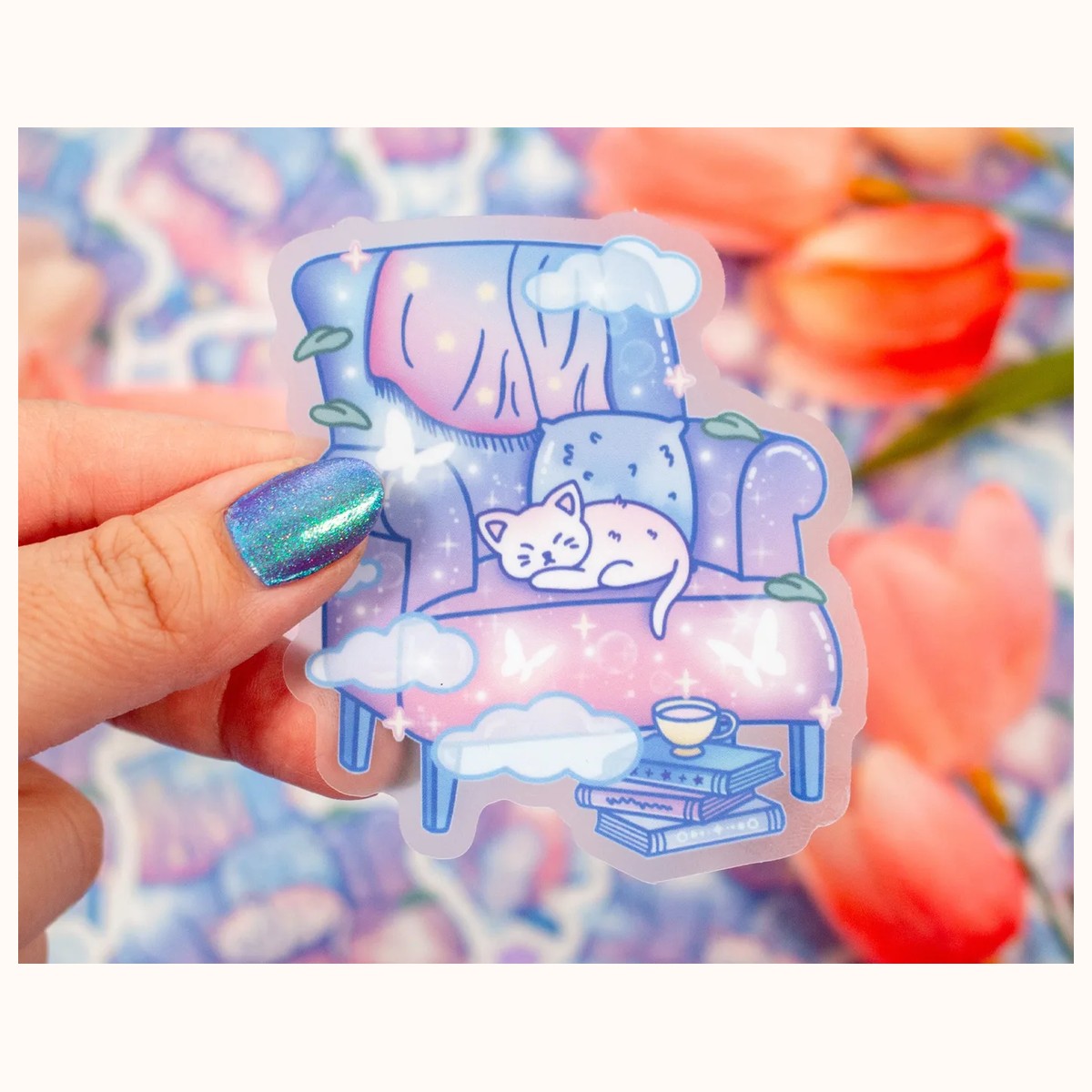 Reading Chair CLEAR Sticker | Cute Aesthetic Waterproof Durable Laptop Sticker, stickers from Farouk Book Store