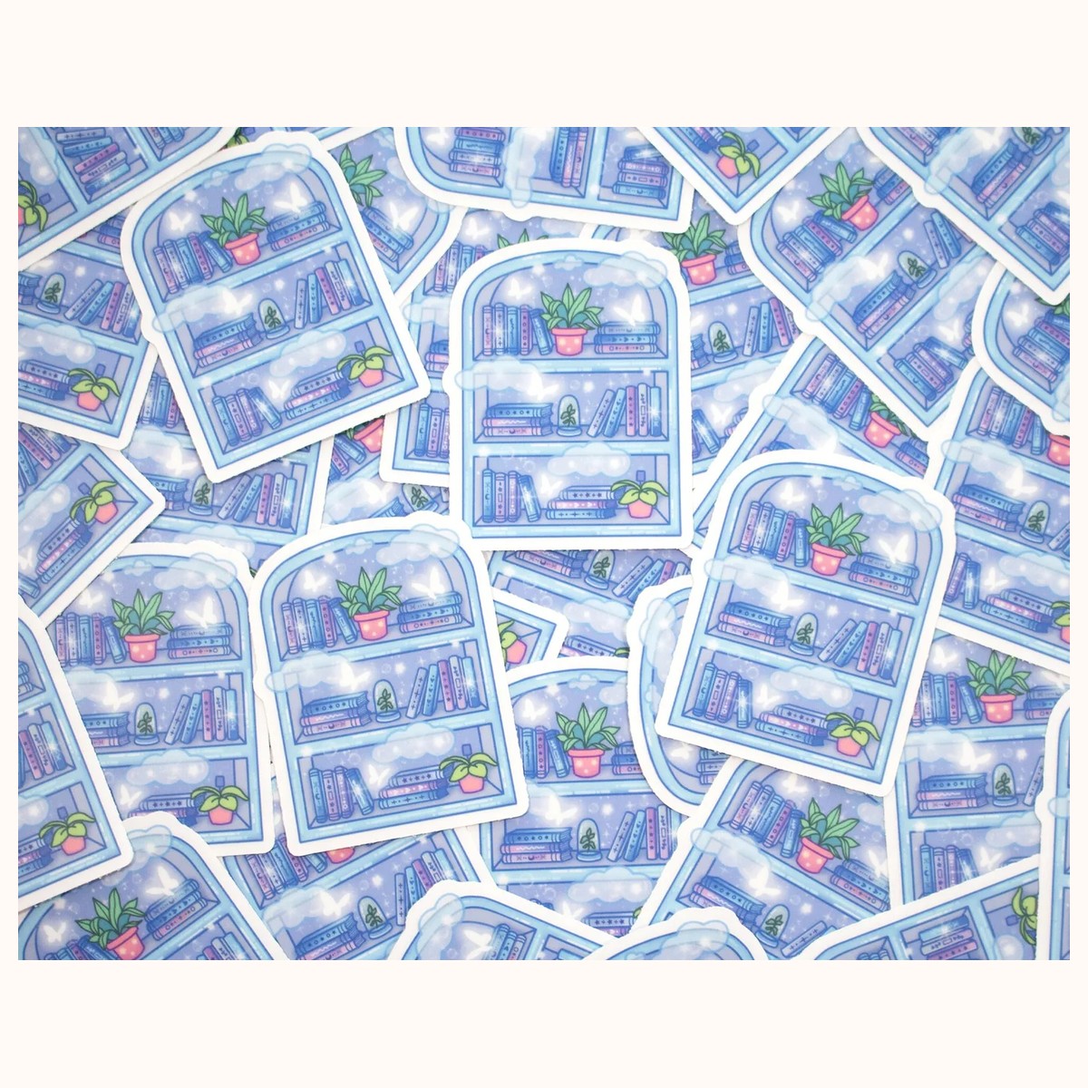 Bookshelf CLEAR Sticker | Cute Aesthetic Waterproof Durable Laptop Sticker view 3