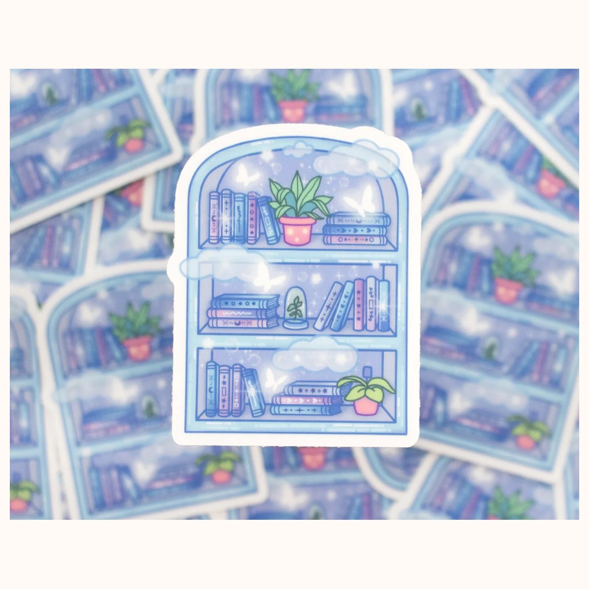 Bookshelf CLEAR Sticker | Cute Aesthetic Waterproof Durable Laptop Sticker view 4