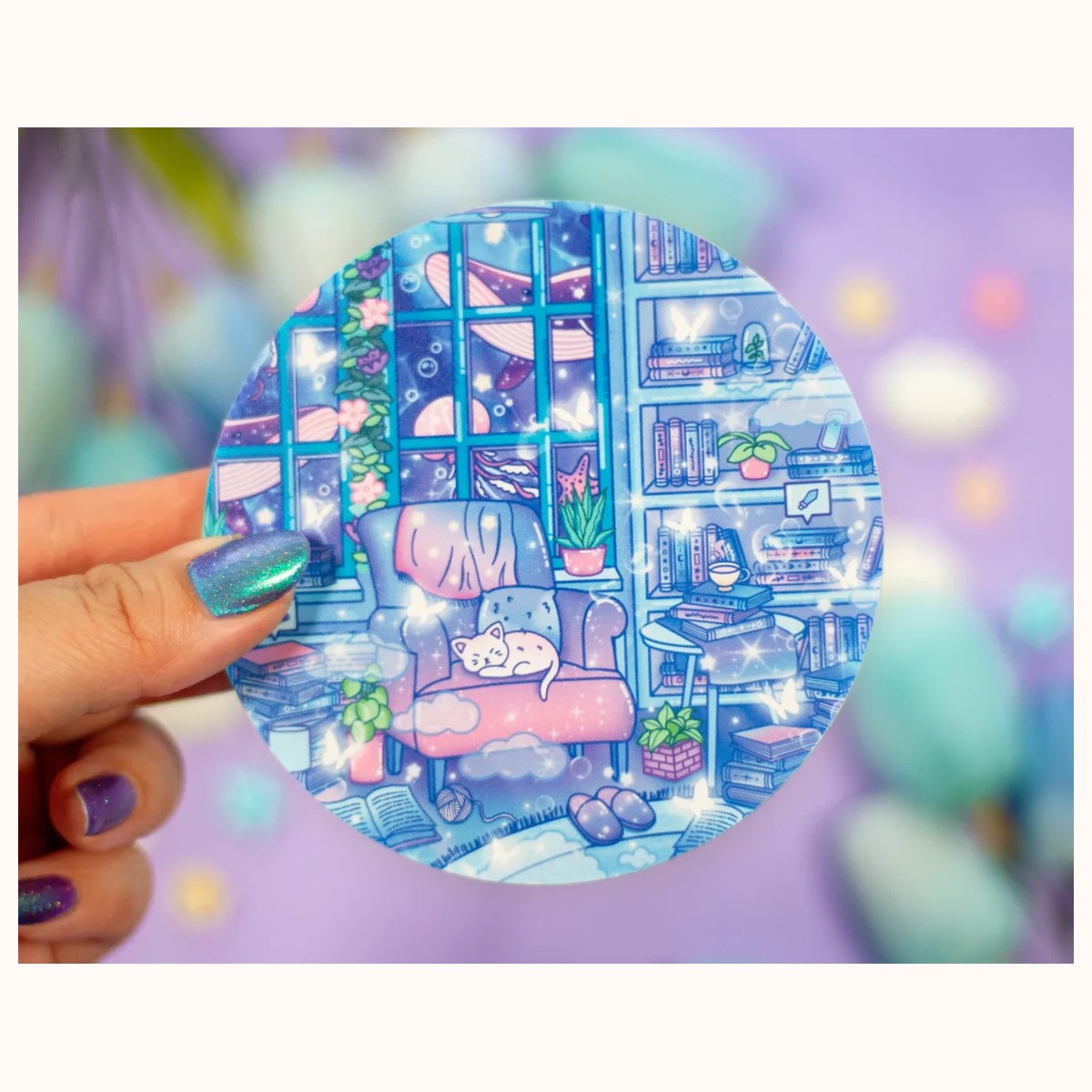 Reading Room Coaster | Kawaii Drinks Coaster Home Decor Accessories view 4