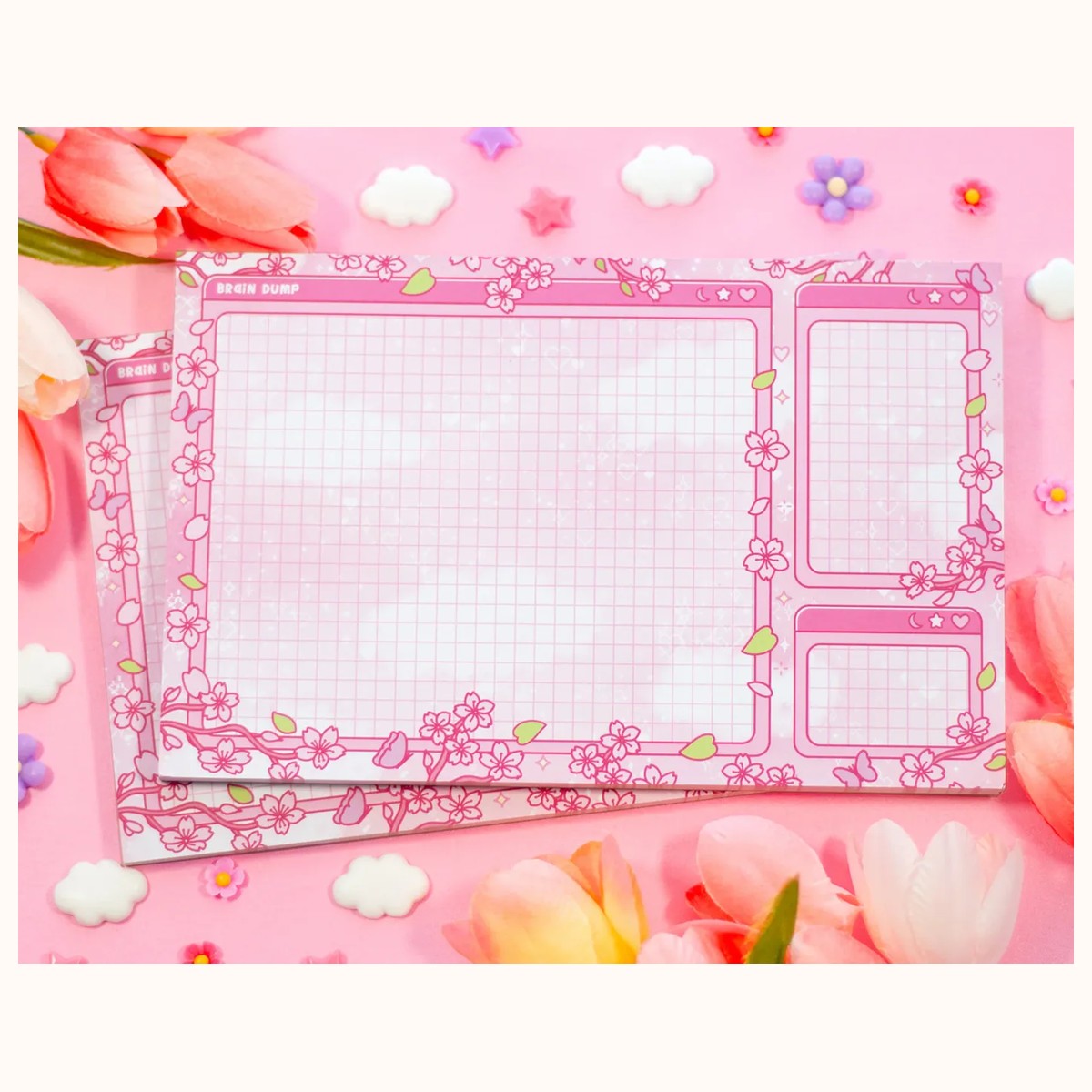 Sakura Brain Dump Planner Pad | Kawaii Art Cute Aesthetic Stationery Office Supplies Gift view 2